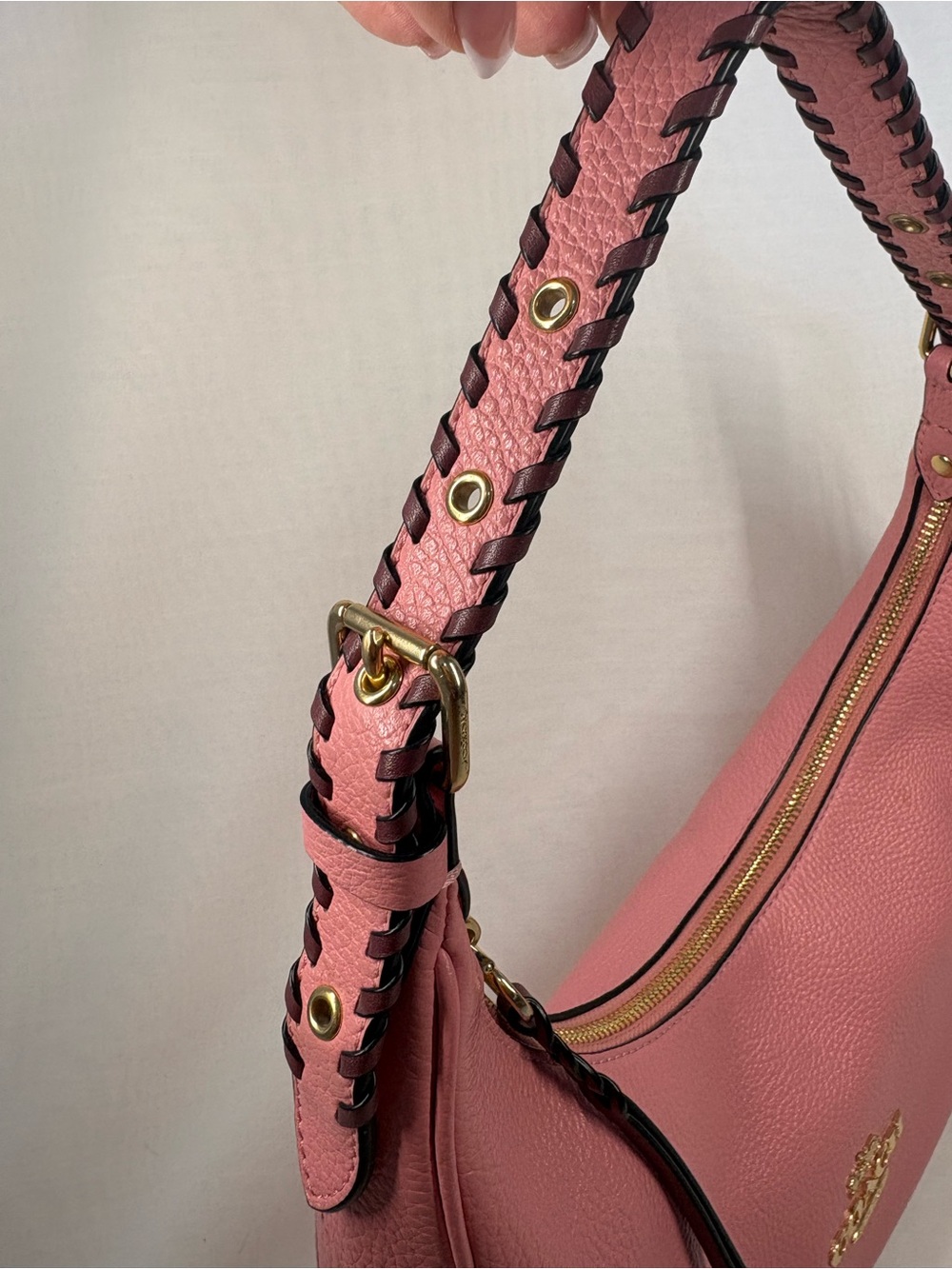 Coach Pebbled Leather Hobo Shoulder Bag in Pink - Picture 6 of 8